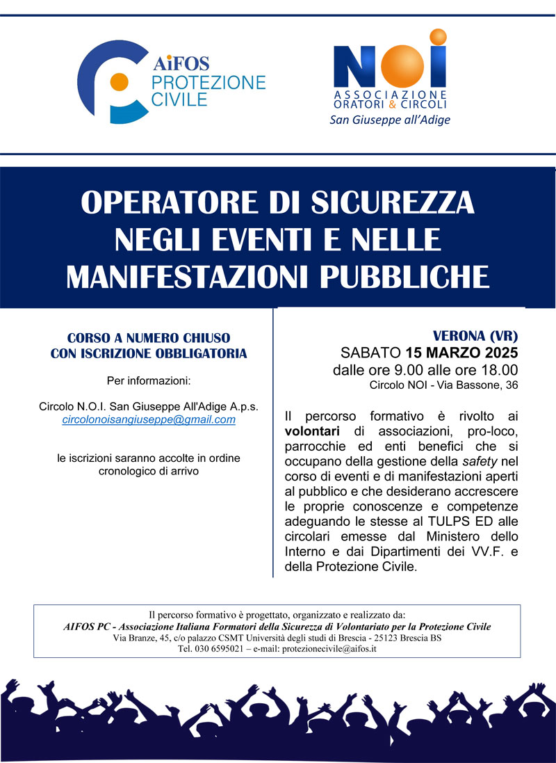 Operatore di sicurezza negli eventi e nelle manifestazioni pubbliche